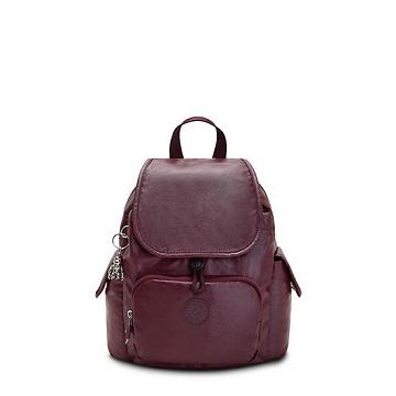 Kipling City Pack Mini Klasik Metallic Sırt Çantaları Bordo | TR 1735TC